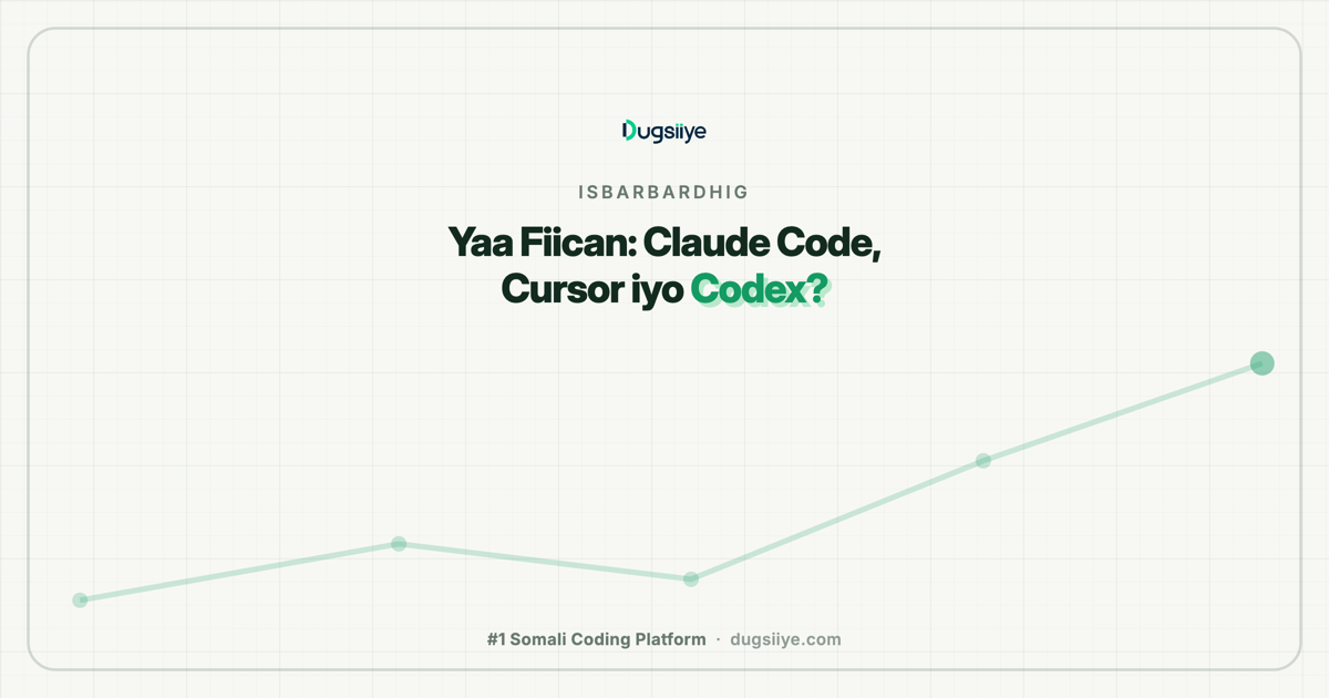 Claude Code, Cursor iyo Codex: Yaa Fiican? Isbarbardhig real ah